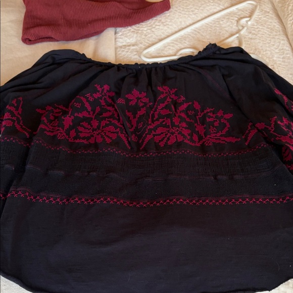 Free People Black Tunic with Deep Red Embroidery - Picture 5 of 7